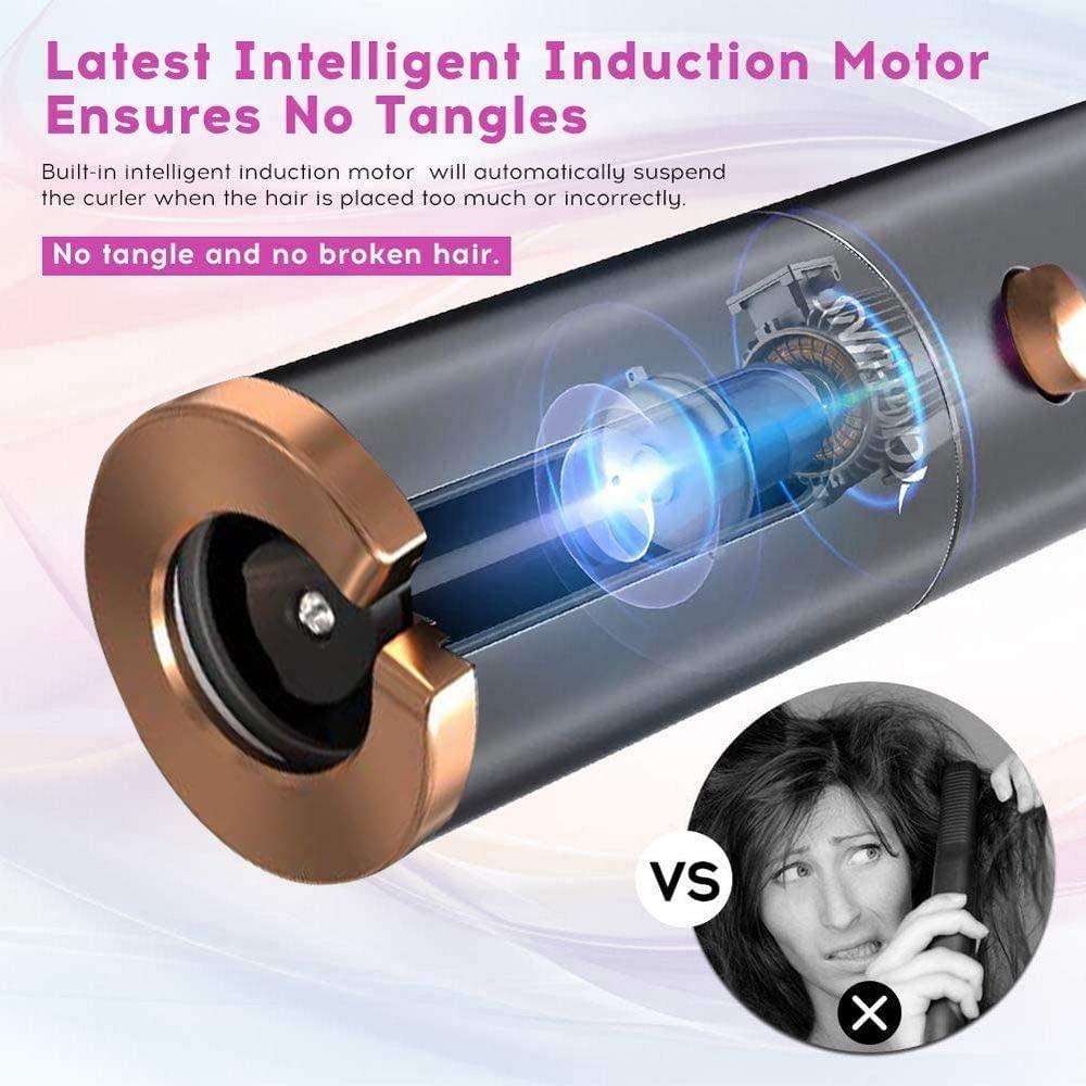 Cordless Automatic Hair Curler – USB Rechargeable, 6 Temp Settings, Ceramic Rotating Wand for Effortless Hair Styling