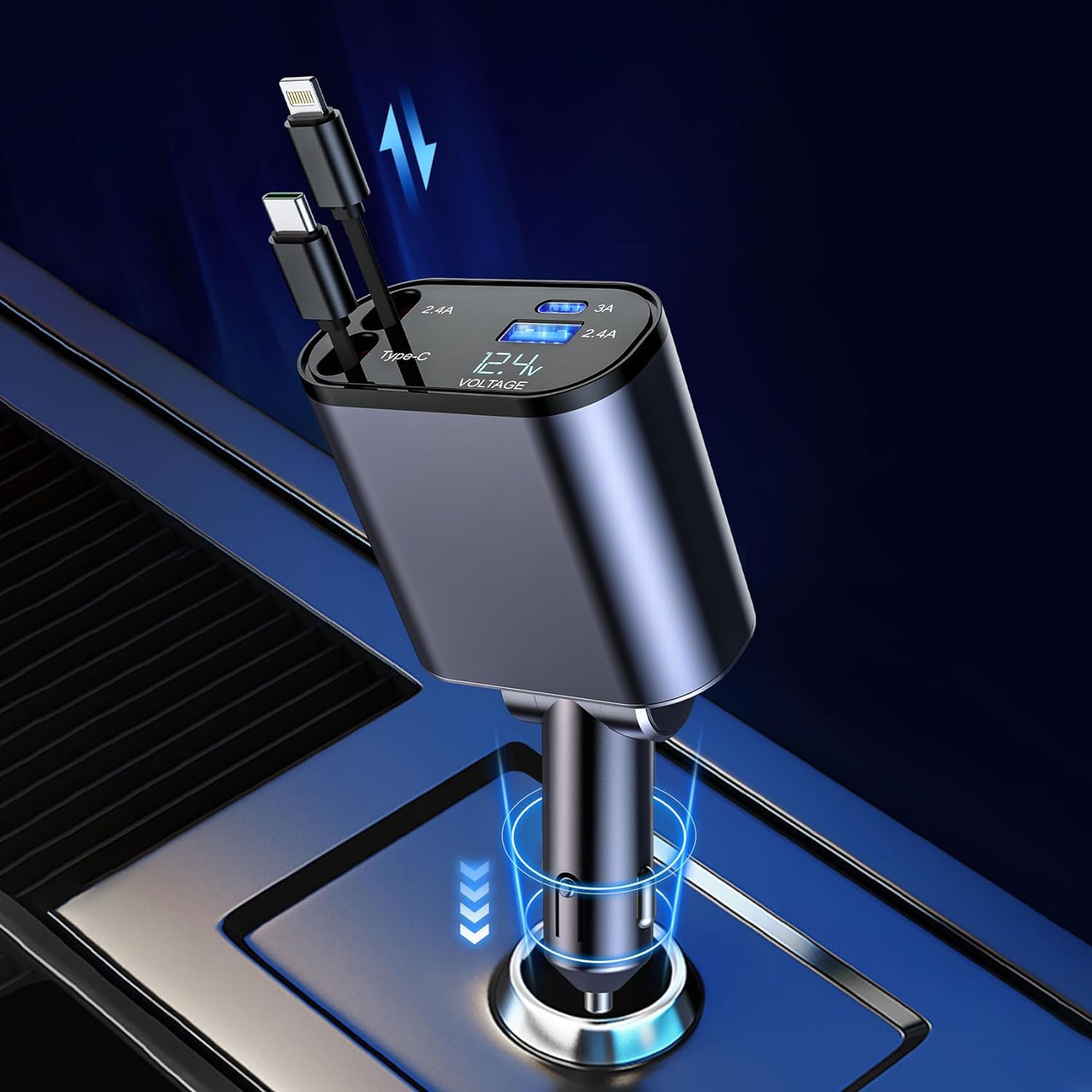samipna 100 W Turbo Car Charger  (Black, With USB Cable)