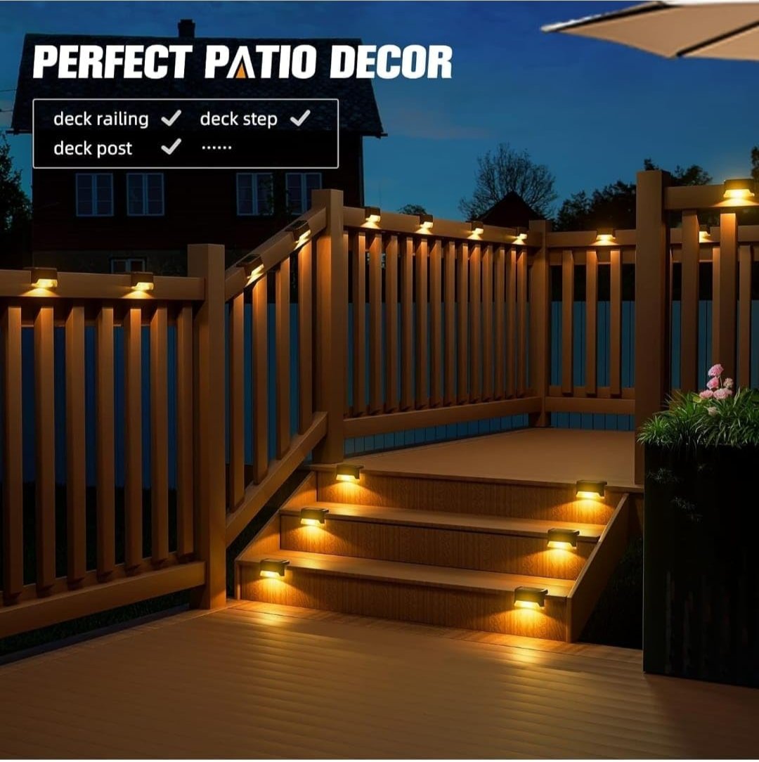 Solar Deck Lights Outdoor, Solar Step LED Waterproof Lighting for Outdoor Deck (Pack of 12)