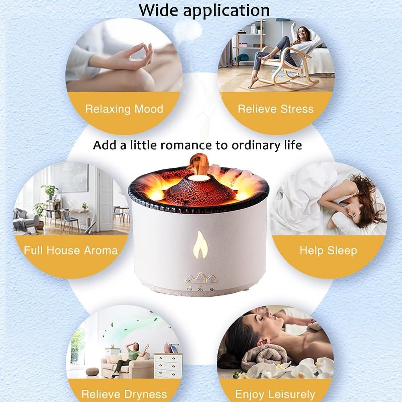 Volcano flame humidifier