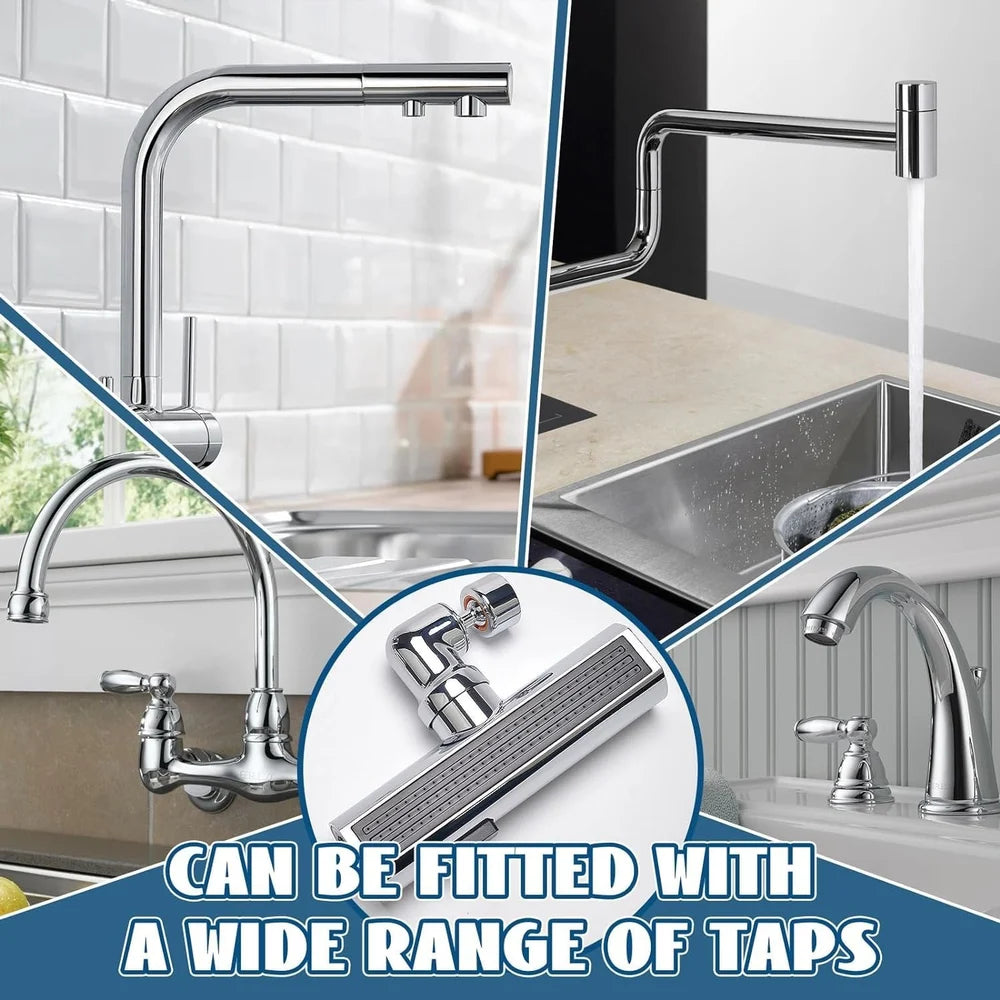 3-in-1 Swivel Waterfall Faucet with Pull-Down Sprayer – Universal Anti-Splash Tap Extender